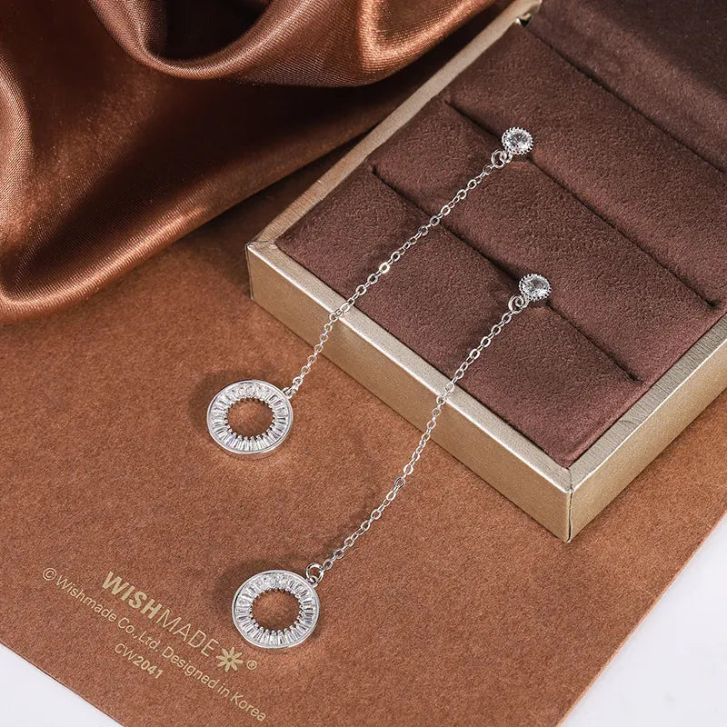 KissICON KissIcon Korean Tassel Earrings - Zircon Pendant 925 Silver