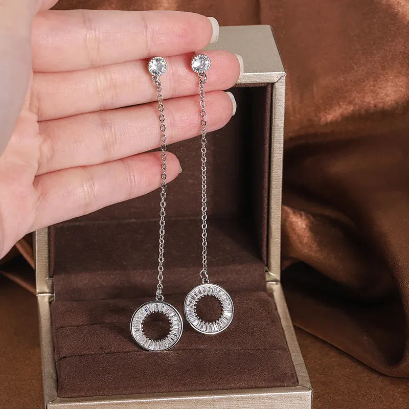 KissICON KissIcon Korean Tassel Earrings - Zircon Pendant 925 Silver