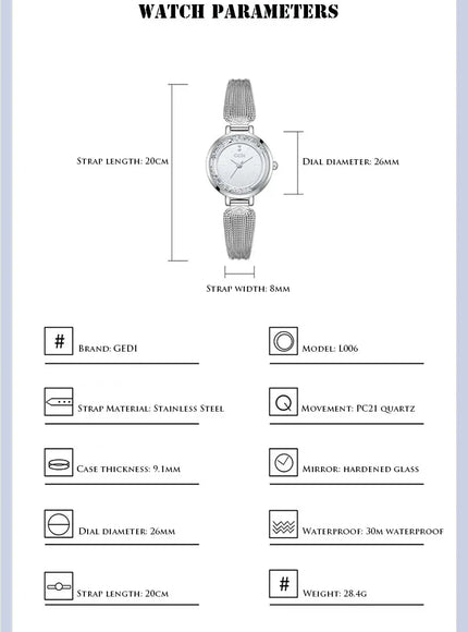 KissICON KissIcon Ladies Watch - Flowing Sand Diamond Strap