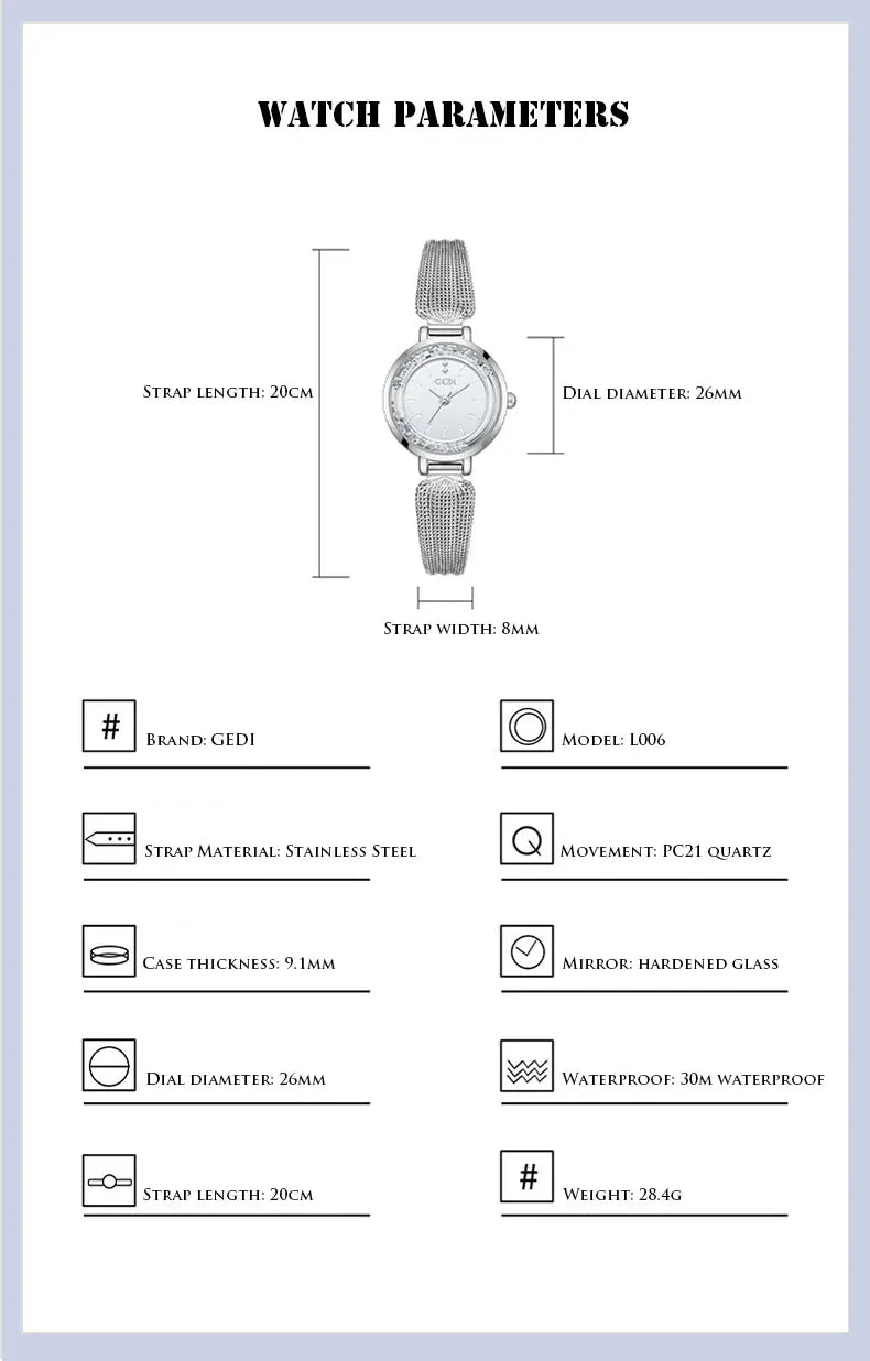 KissICON KissIcon Ladies Watch - Flowing Sand Diamond Strap