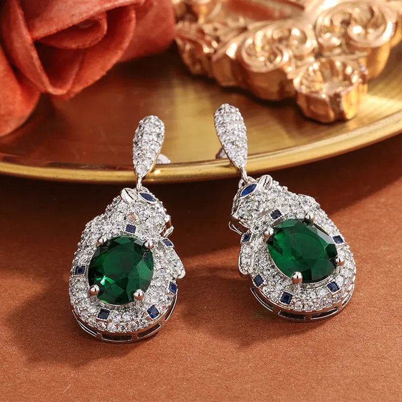 KissICON KissIcon Leopard 925 Silver-Plated - Shiny Green Zircon