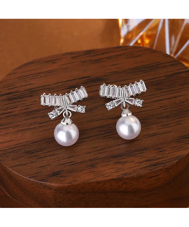 KissICON KissIcon Lovely Bow Shaped Stud Earrings - Zircon Sparkle