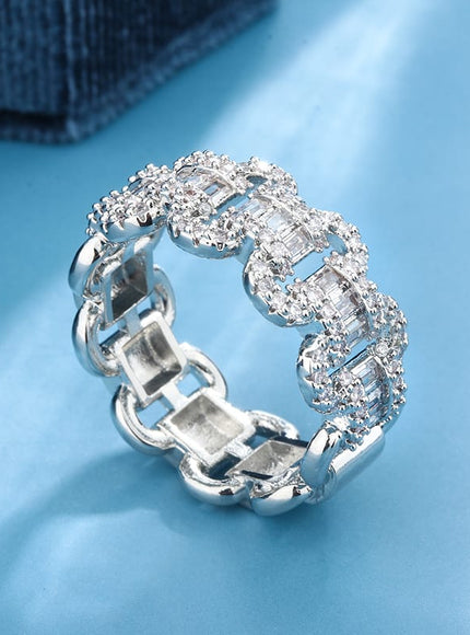 KissICON KissIcon Luxury 925 Silver Ring - Geometric Zircon Stone