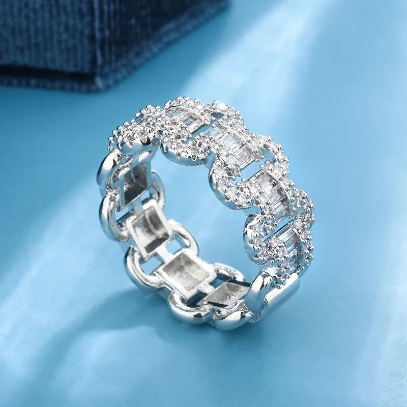 KissICON KissIcon Luxury 925 Silver Ring - Geometric Zircon Stone