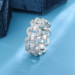 KissICON KissIcon Luxury 925 Silver Ring - Geometric Zircon Stone