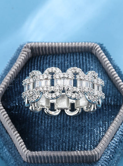 KissICON KissIcon Luxury 925 Silver Ring - Geometric Zircon Stone