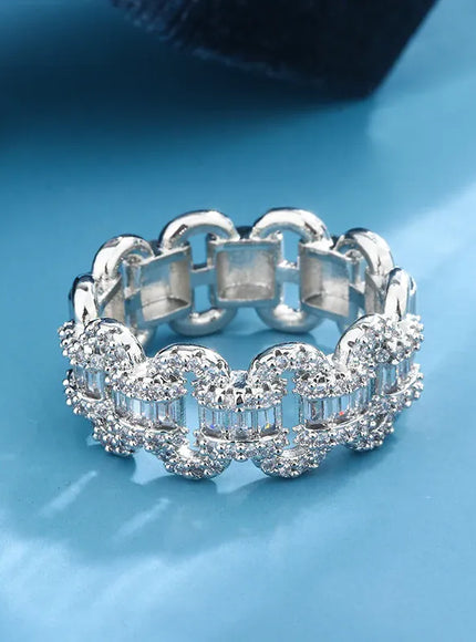 KissICON KissIcon Luxury 925 Silver Ring - Geometric Zircon Stone