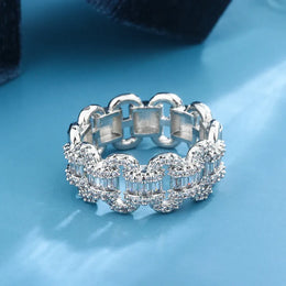 KissICON KissIcon Luxury 925 Silver Ring - Geometric Zircon Stone