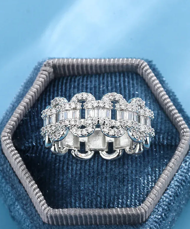 KissICON KissIcon Luxury 925 Silver Ring - Geometric Zircon Stone
