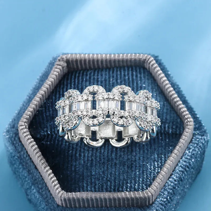 KissICON KissIcon Luxury 925 Silver Ring - Geometric Zircon Stone