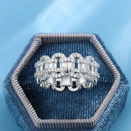 KissICON KissIcon Luxury 925 Silver Ring - Geometric Zircon Stone
