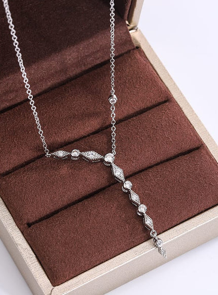 KissICON KissIcon Luxury 925 Silver Tassel Necklace - Zircon Sparkle