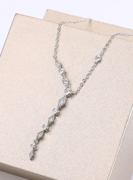 KissICON KissIcon Luxury 925 Silver Tassel Necklace - Zircon Sparkle