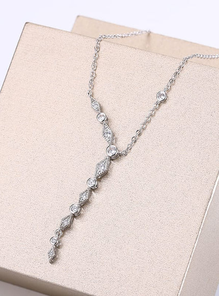 KissICON KissIcon Luxury 925 Silver Tassel Necklace - Zircon Sparkle