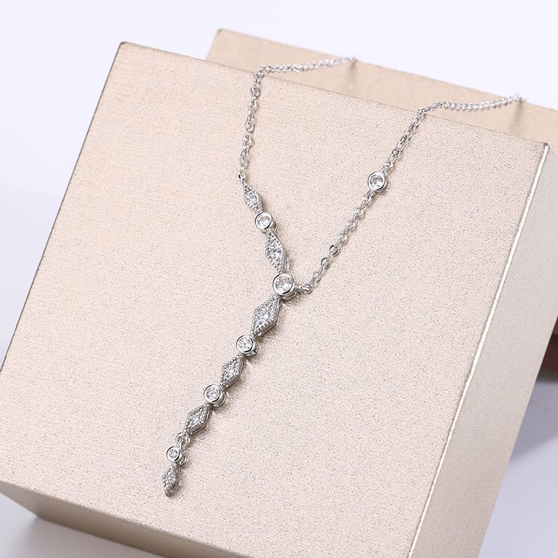 KissICON KissIcon Luxury 925 Silver Tassel Necklace - Zircon Sparkle