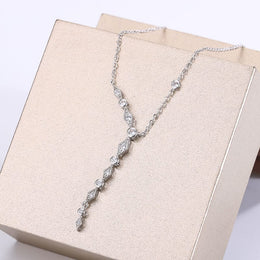 KissICON KissIcon Luxury 925 Silver Tassel Necklace - Zircon Sparkle