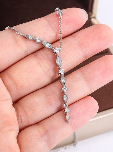 KissICON KissIcon Luxury 925 Silver Tassel Necklace - Zircon Sparkle
