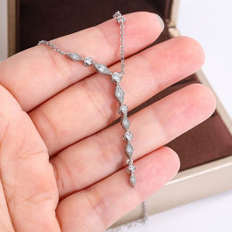 KissICON KissIcon Luxury 925 Silver Tassel Necklace - Zircon Sparkle