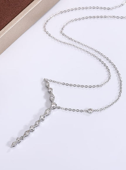 KissICON KissIcon Luxury 925 Silver Tassel Necklace - Zircon Sparkle