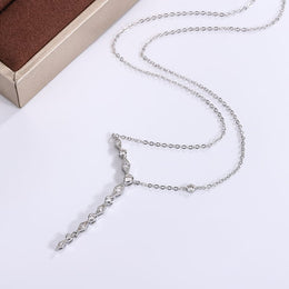 KissICON KissIcon Luxury 925 Silver Tassel Necklace - Zircon Sparkle