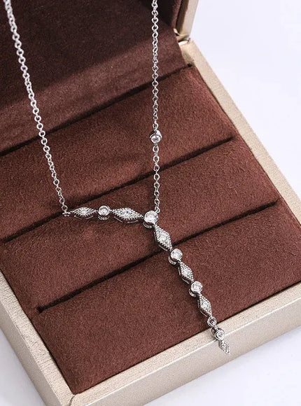KissICON KissIcon Luxury 925 Silver Tassel Necklace - Zircon Sparkle