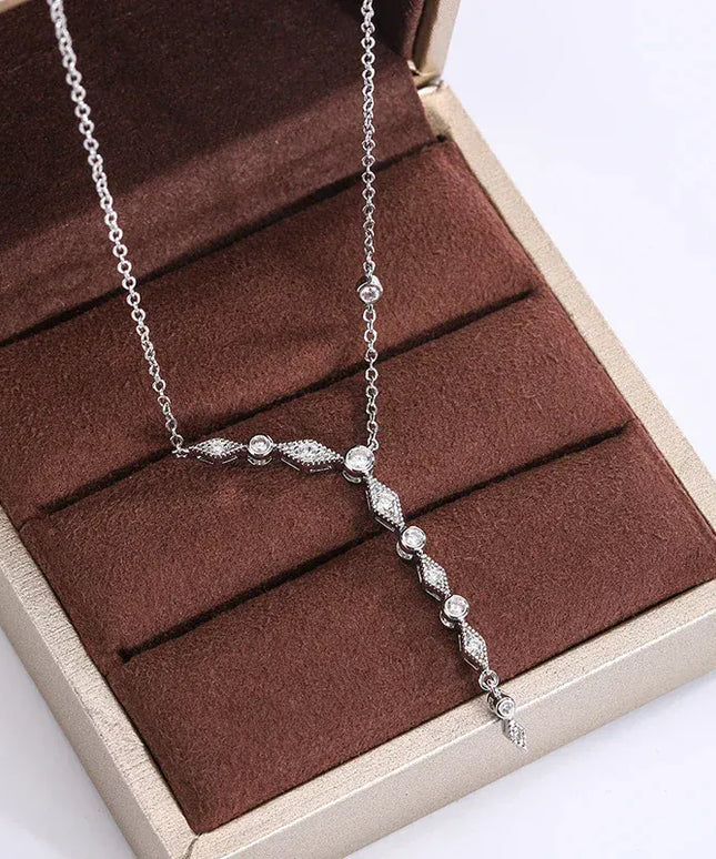 KissICON KissIcon Luxury 925 Silver Tassel Necklace - Zircon Sparkle