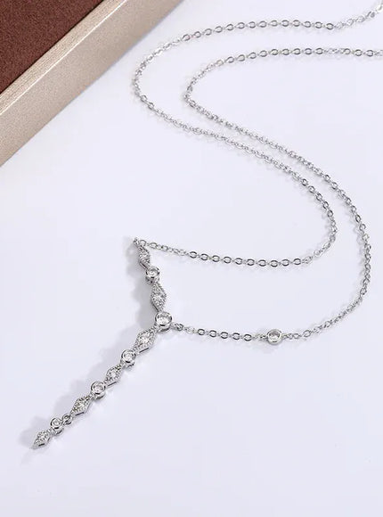KissICON KissIcon Luxury 925 Silver Tassel Necklace - Zircon Sparkle