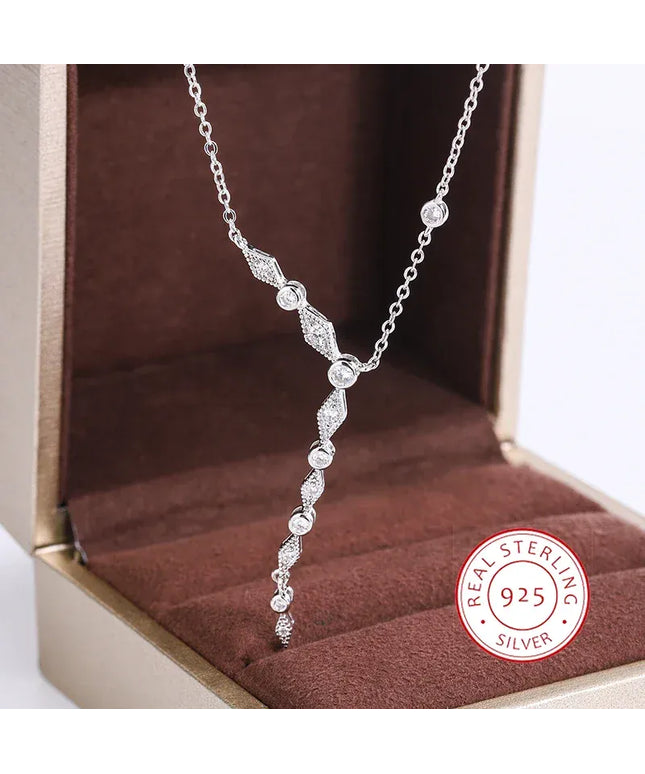 KissICON KissIcon Luxury 925 Silver Tassel Necklace - Zircon Sparkle