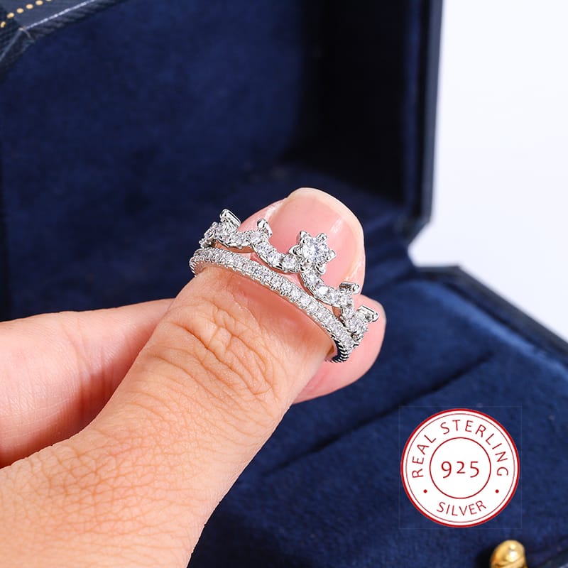 KissICON KissIcon Luxury Crown Ring Pair - Sparkling CZ Jewelry