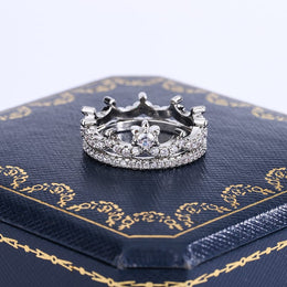 KissICON KissIcon Luxury Crown Ring Pair - Sparkling CZ Jewelry