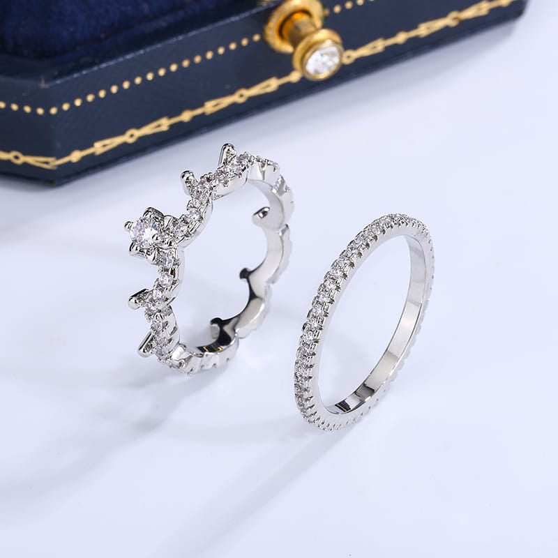 KissICON KissIcon Luxury Crown Ring Pair - Sparkling CZ Jewelry
