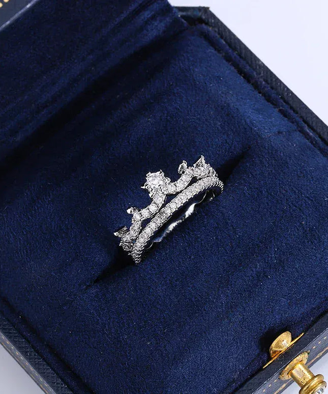 KissICON KissIcon Luxury Crown Ring Pair - Sparkling CZ Jewelry