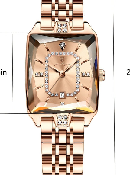 jkthpu-45 KissIcon Luxury Gold Hand Square Watch Chronograph