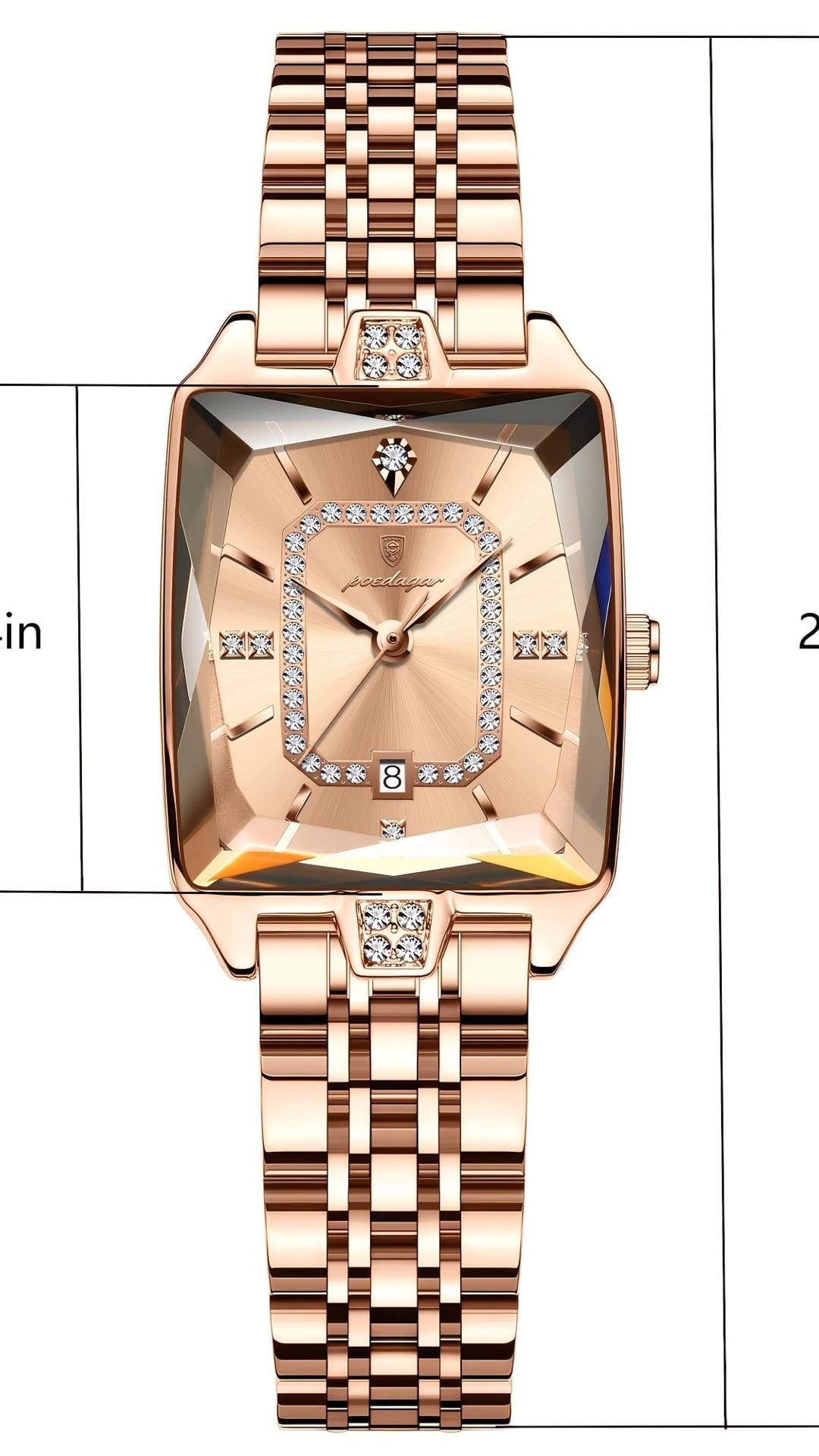 jkthpu-45 KissIcon Luxury Gold Hand Square Watch Chronograph