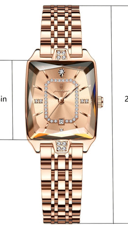 jkthpu-45 KissIcon Luxury Gold Hand Square Watch Chronograph