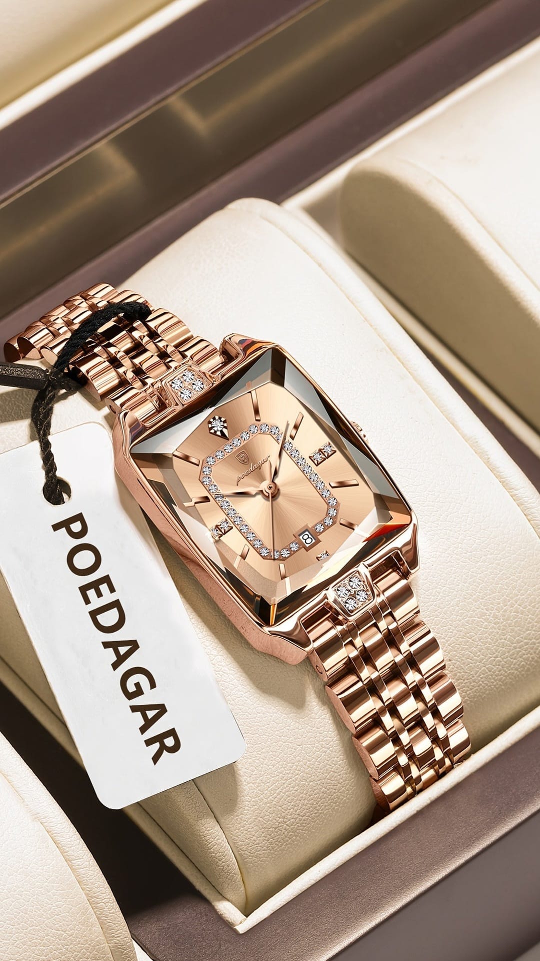 jkthpu-45 KissIcon Luxury Gold Hand Square Watch Chronograph