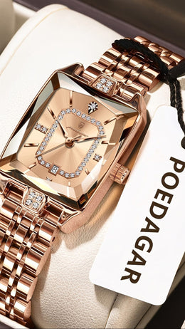 jkthpu-45 KissIcon Luxury Gold Hand Square Watch Chronograph