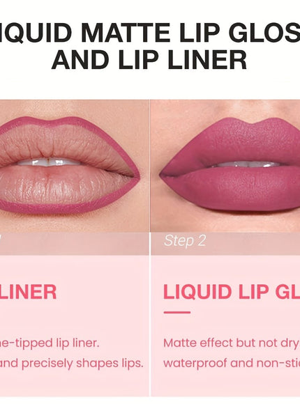 KissICON KissIcon Matte Lip Set Lipstick Lipliner - Waterproof