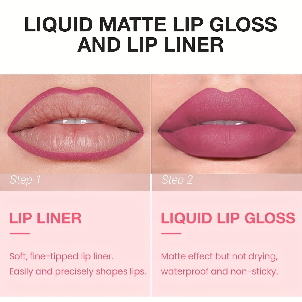 KissICON KissIcon Matte Lip Set Lipstick Lipliner - Waterproof