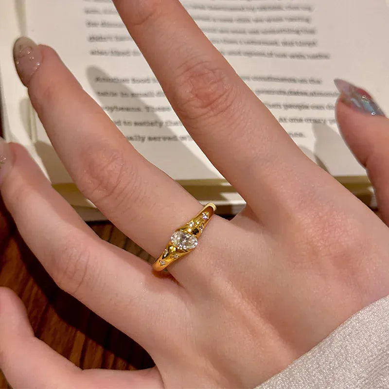 KissICON Kissicon Mewanry Bling Ellipse Zircon Rings Vintage Ring