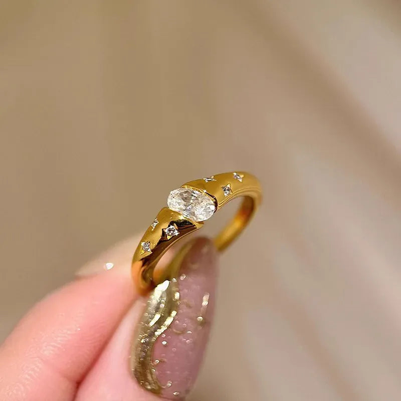 KissICON Kissicon Mewanry Bling Ellipse Zircon Rings Vintage Ring