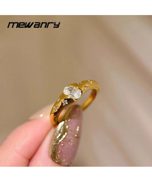 KissICON Kissicon Mewanry Bling Ellipse Zircon Rings Vintage Ring