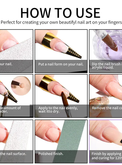 KissICON KissIcon Nail Acrylic Kit 12 Color Glitter Powder