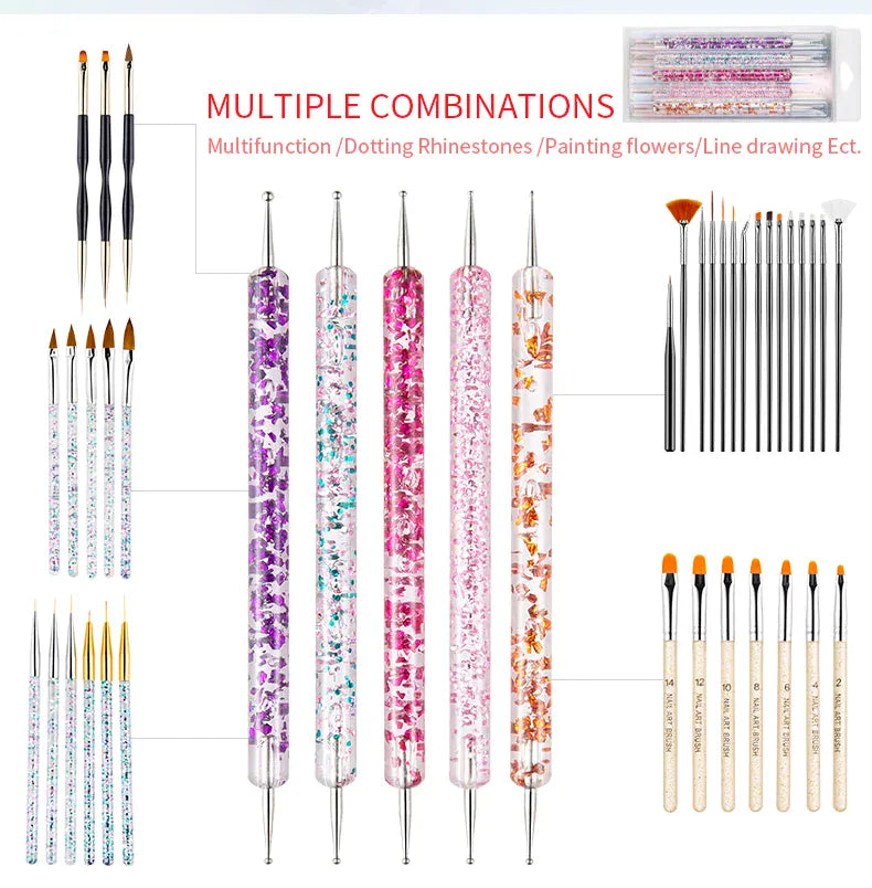 KissICON KissIcon Nail Art Brush Set - Versatile Design