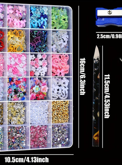 KissICON KissIcon Nail Charms Kit 24 Grid Gems -