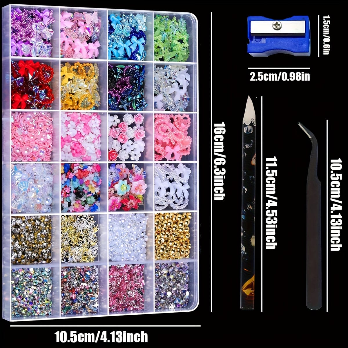 KissICON KissIcon Nail Charms Kit 24 Grid Gems -