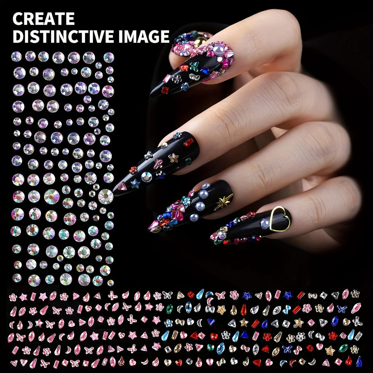 KissICON KissIcon Nail Charms Kit 24 Grid Gems -