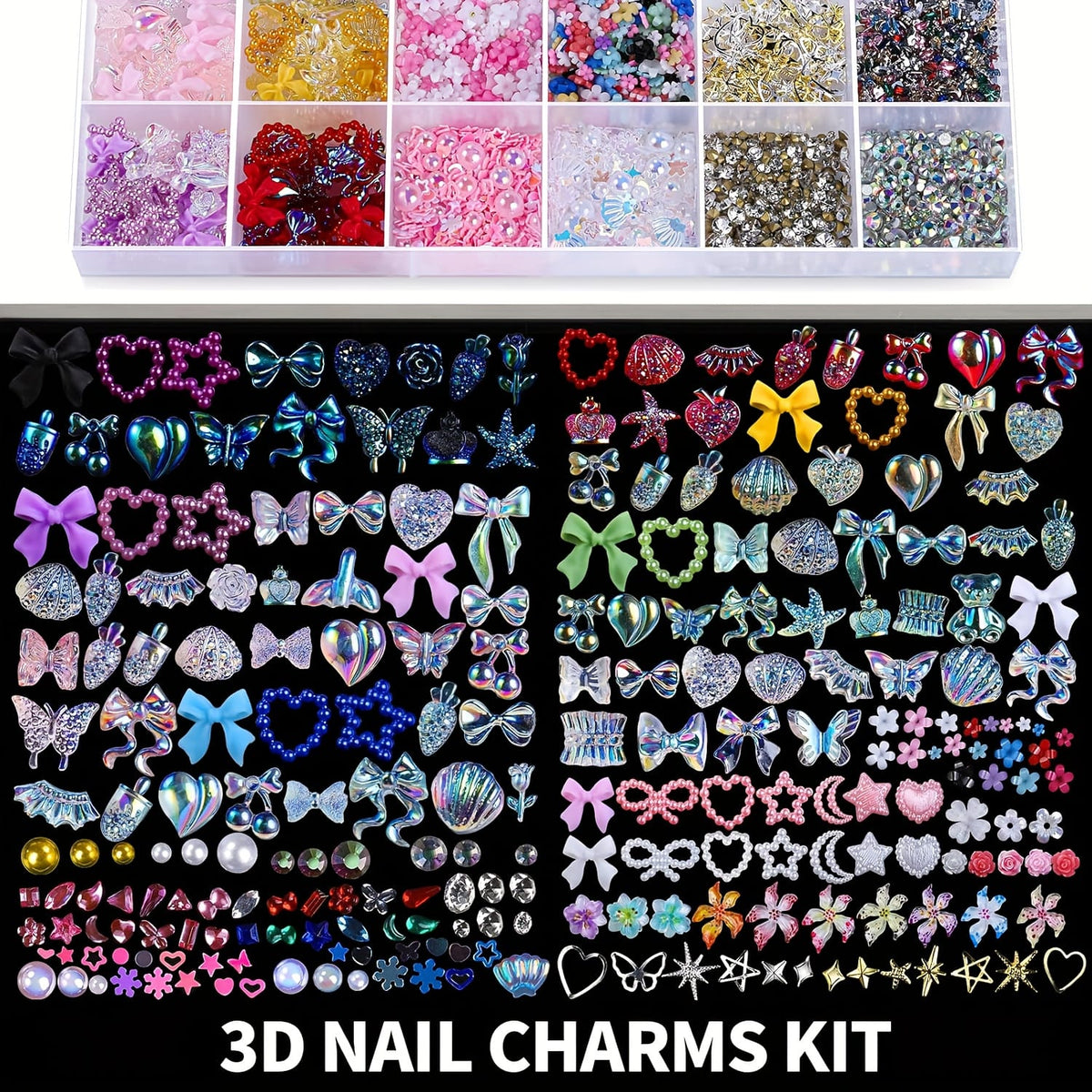 KissICON KissIcon Nail Charms Kit 24 Grid Gems -