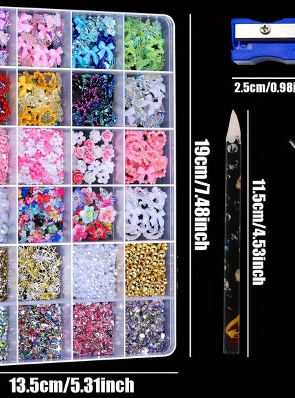KissICON KissIcon Nail Charms Kit 24 Grid Gems -