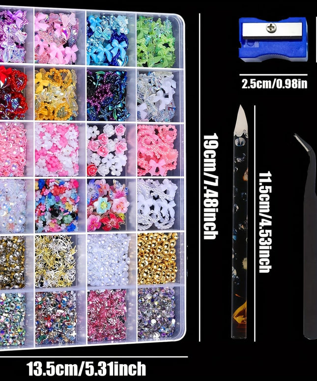 KissICON KissIcon Nail Charms Kit 24 Grid Gems -